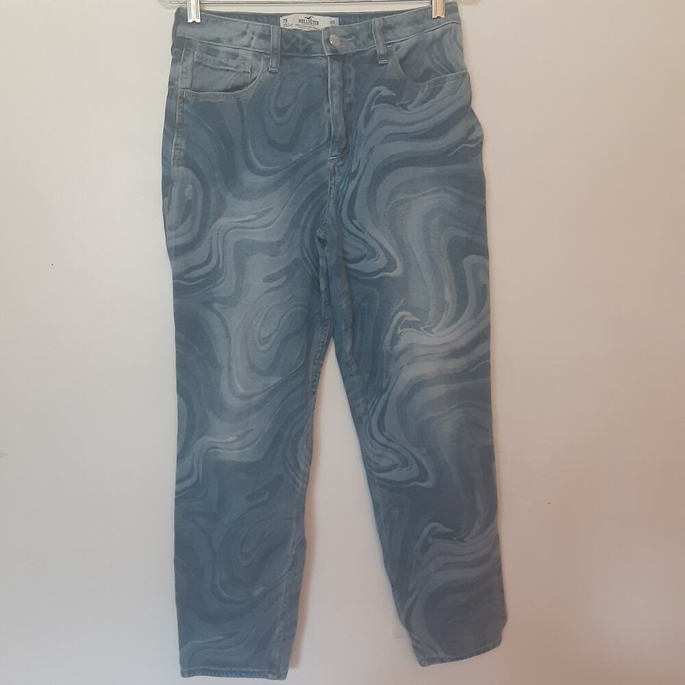 Hollister Curvy High Rise Mom Jeans Women Size 28x27 Blue Denim Vintage Stretch